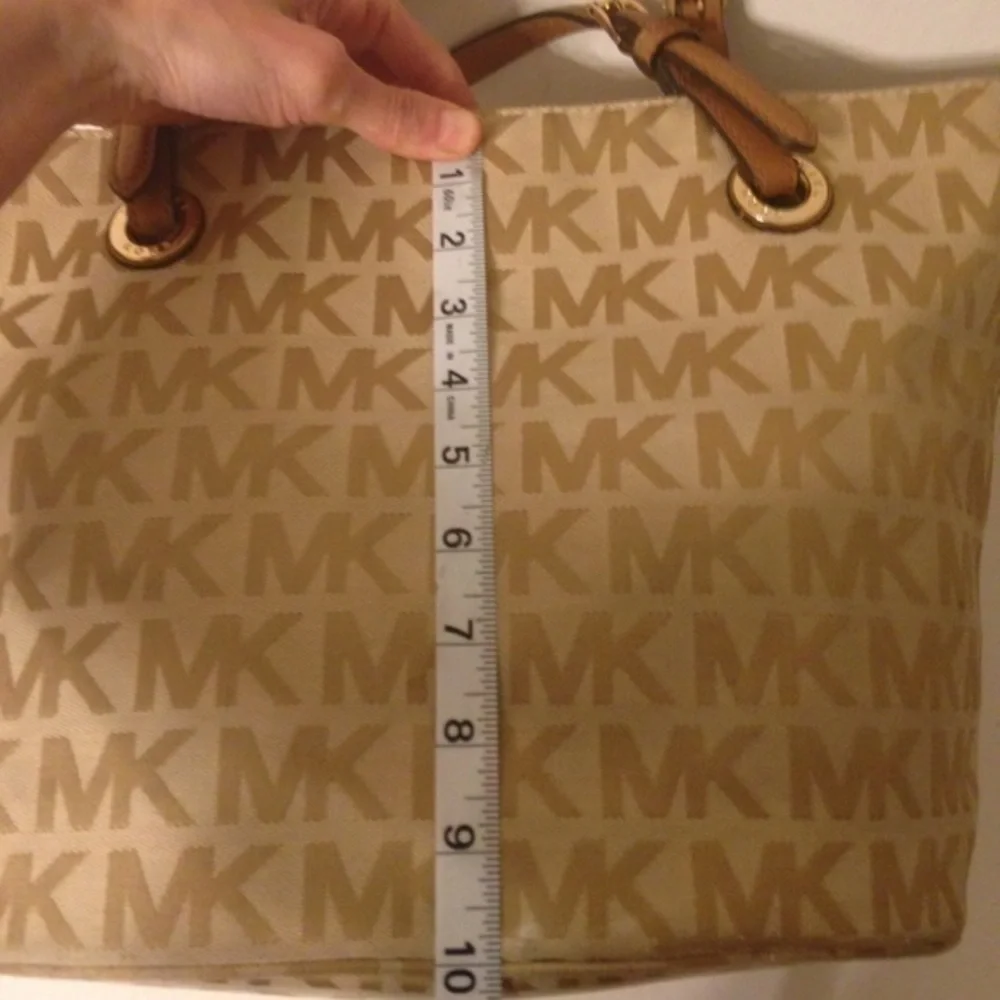 Michael Kors gold MK signature tote bag